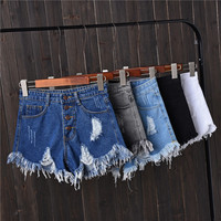 Mode féminine décontracté été Cool femmes Denim Shorts taille haute doublé de fourrure jambe-ouvertures grande taille Sexy jean court