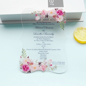 Invitations de mariage en acrylique découpées au laser | Cartes et panneaux d'annonce personnalisés | Papeterie de mariée gravée de qualité supérieure - Product Image 1