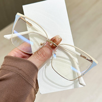 Monture de lunettes rétro à la mode anti-lumière bleue, vente directe du fabricant, monture de lunettes en métal de luxe