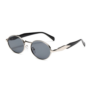 Auburn AOOBCC Oval Metal Sunglasses <b>Grey</b> Lens Full <b>Frame</b> Stylish Commute Outings Cycling Driving Parties - Product Image 5