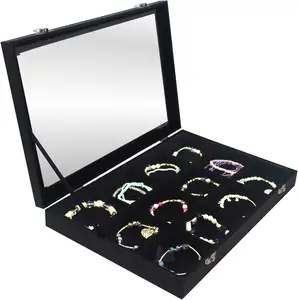 الجملة المهنية مخصص بو الجلود والمجوهرات سوار منظم عرض الصواني الفاخرة والمجوهرات والمجوهرات مربع علبة صينية