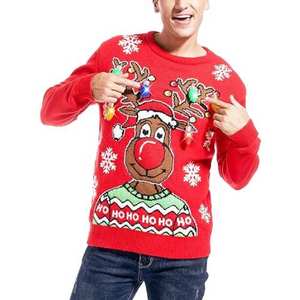 <span class=keywords><strong>Pull</strong></span>-over personnalisé à motif de wapiti de Noël <span class=keywords><strong>Pull</strong></span>-over tricoté à manches longues pour hommes - Product Image 1