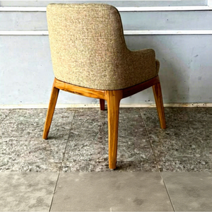Chaise de salle à manger moderne rembourrée avec accoudoirs, chaise d'appoint en tissu, pieds coniques en bois massif - Product Image 5
