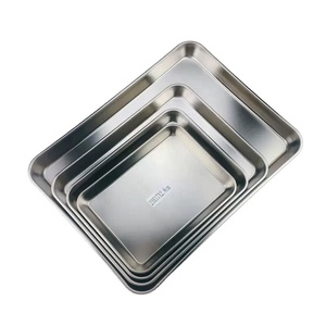 Zhongte Rechteckige Servierplatten aus Edelstahl 304, 0,6 mm dick, stapelbar, kundenspezifische Rollmetallplatten für Hotels - Product Image 1