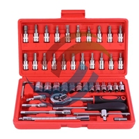 Juego de llaves de reparación de automóviles multifuncionales de 46 Uds., caja de herramientas Manual Universal, herramientas de mano pequeñas, incluido el juego de enchufes