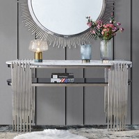 Table console de style italien, luxe léger, en acier inoxydable doré/argenté, pour salon, entrée, miroir, table d'angle moderne haut de gamme
