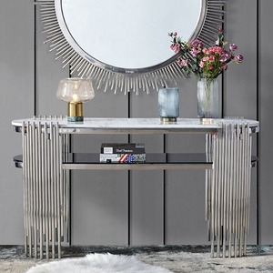 <span class=keywords><strong>Console</strong></span> d'entrée en acier inoxydable de style italien, luxe léger, avec miroir, table d'entrée moderne haut de gamme - Product Image 3