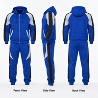 Ensemble de survêtement personnalisé pour homme avec sweat à capuche zippé, color block, 2 pièces, en molleton de coton, pour tenue décontractée quotidienne