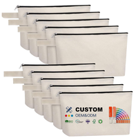 Trousse de Maquillage en Toile Vierge avec Fermeture Éclair pour Cosmétiques et Crayons, Personnalisable avec Logo, Vente en Gros