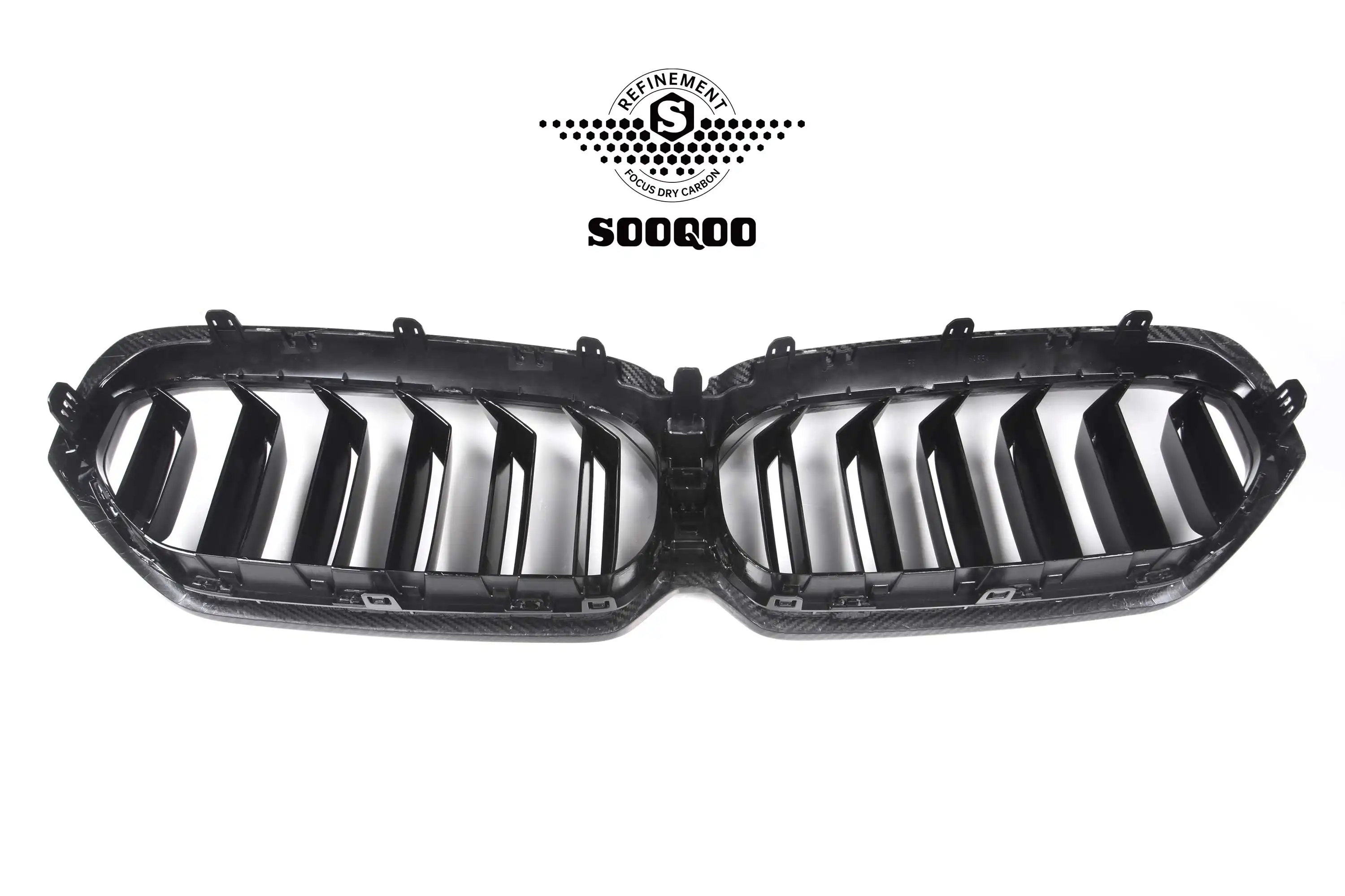 SOOQOO G30 lci กระจังหน้าสําหรับ BMW 5 Series กระจังกันชนสําหรับ BMW แห้งคาร์บอนไตคู่กระจังหน้าขนาดใหญ่สําหรับ BMW 5 Series G30 lci