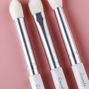Juego de brochas de maquillaje para ojos, Set de 6 brochas de maquillaje para mezclar pelo de cabra pequeño y Puntiagudo, color marrón y blanco, Etiqueta Privada - Product Image 3