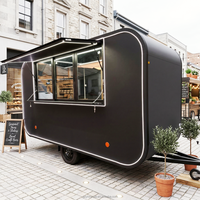 Remorque alimentaire mobile moderne et courbée, kiosque à café, remorque de restauration à essieu unique, camion de restauration de rue avec fenêtre de service