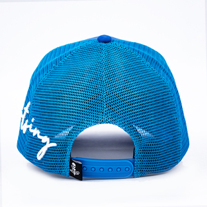 Hochwertige Sport Blue Custom Woven Patch Tier Schmetterling Logo Verstellbare 5 Panel Wildleder Trucker Hut für Männer Frauen - Product Image 5