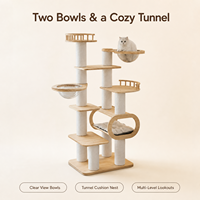 Arbre à chat tout-en-un en bois massif, grand format, avec deux capsules spatiales, gain de place