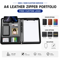 Portafolio de Cuero A4 con Cierre, Calculadora, Soporte para Teléfono y Portapapeles, Personalizable con Logotipo, Bolsa de Documentos Ejecutiva de PU Encerado Premium, Venta al Por Mayor