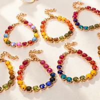 Bracelet réglable en résine arc-en-ciel CENDA, plaqué or, serti de griffes, avec perles colorées, chaîne de bracelet bonbon, bijoux pour femmes, cadeau