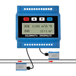 Goedkope digitale klem-op ultrasone debietmeter (roestvrij staal) OEM IP65 bescherming 1% nauwkeurigheid aanpasbaar voor vloeistoffen - Product Image 1