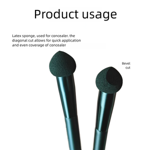 Manche en bois noir usine en gros cheveux synthétiques <span class=keywords><strong>pinceau</strong></span> de <span class=keywords><strong>maquillage</strong></span> pointe éponge pour l'utilisation du visage <span class=keywords><strong>pinceau</strong></span> de fond de teint correcteur à <span class=keywords><strong>Double</strong></span> extrémité - Product Image 4