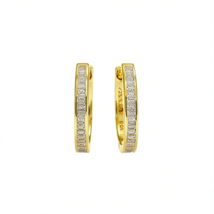 Orecchini E3345 in Oro con Diamanti Taglio Baguette, Oro Giallo, Classici da Donna per Uso Quotidiano, Diamanti Naturali Colore G - Product Image 1