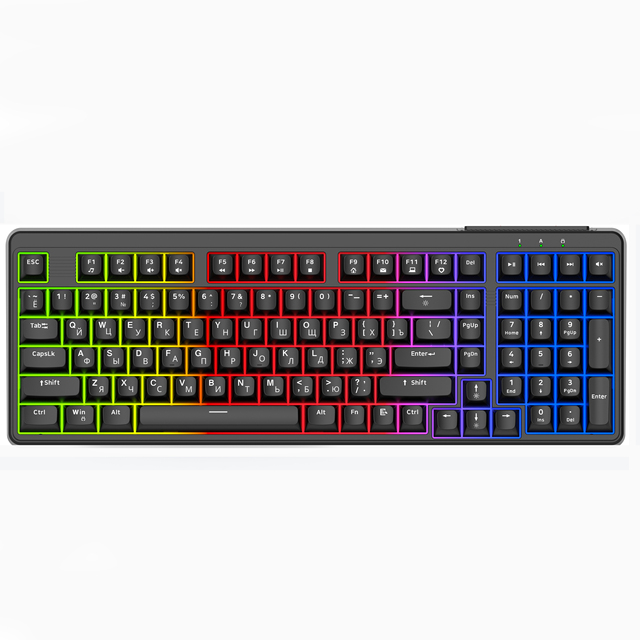 OEM 98-Key Wired Mute Membrane Keyboard with RGB Rainbow Backlit Russian Layout New Mechanical Laptop Keyboard