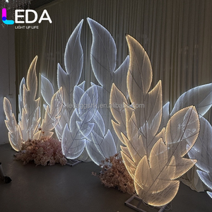 LEDA High Quality Luminous Large <b>Leaf</b> Background Decoration Golden <b>Leaf</b> Road Guide <b>Light</b> Decoration For Wedding Stage Backdrop - Product Image 1