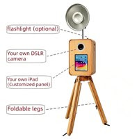 Photo Booth Kayu Populer Layar Sentuh 18,5 inci, Siap Pakai Kamera SLR/DSLR, Speaker Marshall Opsional, Senter, Kios Selfie untuk Acara