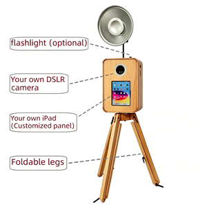 Photomaton en bois populaire avec écran tactile de 18,5 pouces, haut-parleur <span class=keywords><strong>Marshall</strong></span> et lampe flash en option, kiosque à selfies pour événements - Product Image 4