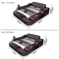 Lit intelligent de luxe, mobilier de chambre à coucher, lit king size, lit de mariage, lit multifonction avec haut-parleur multimédia et massage