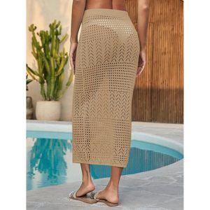 Womens <b>Crochet</b> <b>Skirt</b> Cover Up High Waist Sheer <b>Mesh</b> Maxi Beach Knit Hollow Out Swimsuit Coverups - Product Image 5