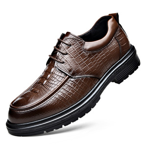 รองเท้าหนังผู้ชายสีน้ำตาล หัวมน แบบผูกเชือก พื้นหนา สไตล์ลำลองทางธุรกิจ สำหรับฤดูใบไม้ร่วง รองเท้าทรง Chunky - Product Image 5