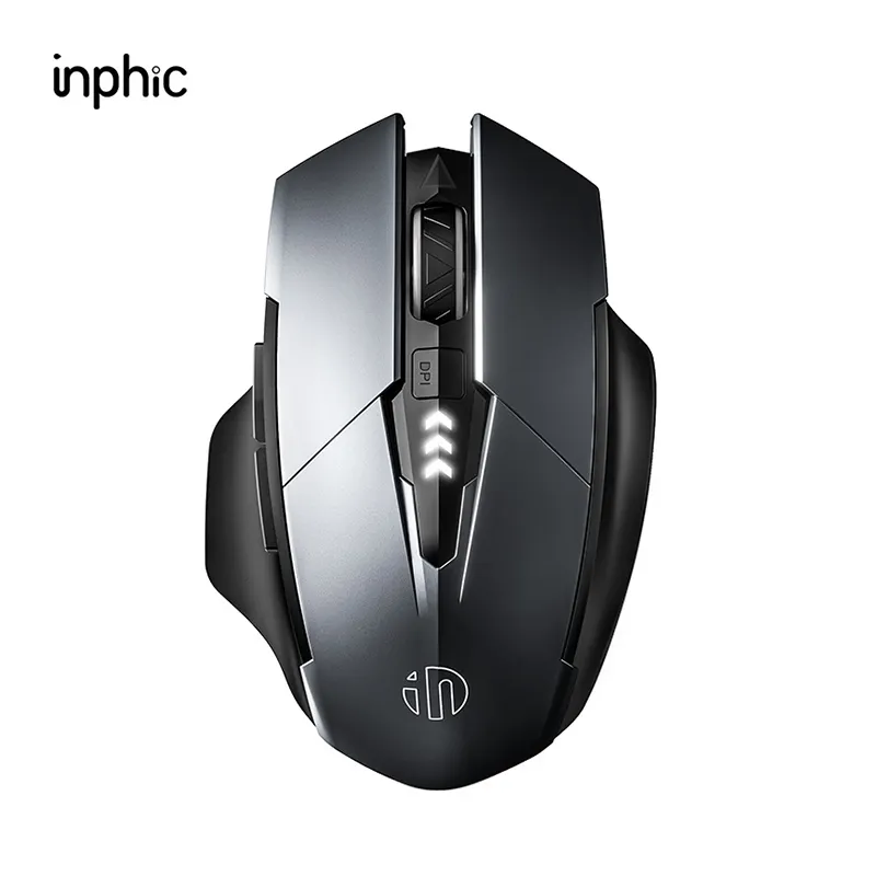 Inpic F1 II Mouse nirkabel 2.4G, penerima game USB Nano kapasitas baterai dapat diisi ulang senyap layar tyc-c