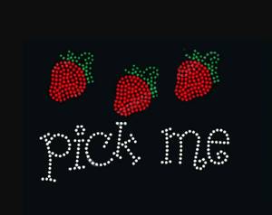 Strass di cristallo fragola trasferimento Bling ferro-su Patch per vestiti caldo stampa motivo motivo di vetro diamantato - Product Image 1