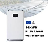 Paket Baterai Lithium Ion YIXIANG EU Stock 48V 51.2V 16kwh 314AH Lifepo4 Dengan BMS JK 200A V19 Terpasang di Dinding