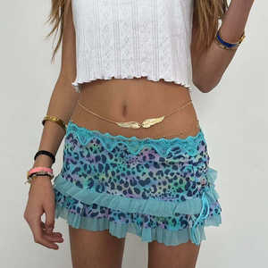 King Mcgreen <span class=keywords><strong>Star</strong></span> Y2k Rock Frauen Ästhetische Kleidung Leopard/Blumen/Polka Dot <span class=keywords><strong>Print</strong></span> Niedrige Taille Rüschen rock Sexy Party Röcke - Product Image 3