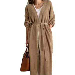 Cappotto maglione lavorato a maglia su misura <span class=keywords><strong>oversize</strong></span> per <span class=keywords><strong>donna</strong></span> <span class=keywords><strong>Cardigan</strong></span> anteriore aperto coreano con motivi a tinta unita maglieria in Cashmere invernale - Product Image 1