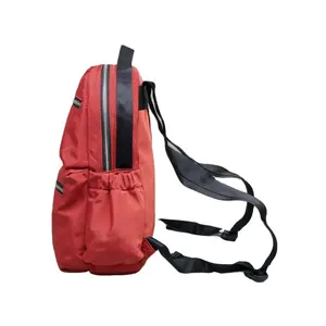 Factory Directly Sell Unisex Polyester Brick Red Casual use Two front pocket Metallic Zipper Light Weight bag pack school bag