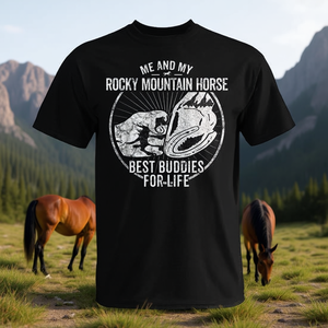 T-shirt pour propriétaire et cavalier de chevaux Rocky Mountain, design « Meilleurs amis pour la vie » pour cavalier équestre - Product Image 3