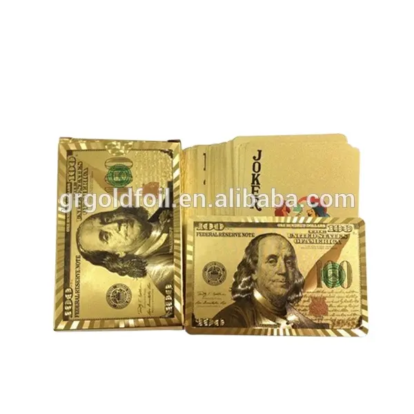 Direct factory 100 US dollar Benjamin Franklin playing cards gold playing cards