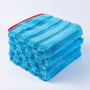 超优质柔软超细纤维材料扭曲针织汽车清洁毛巾，印有Logo定制