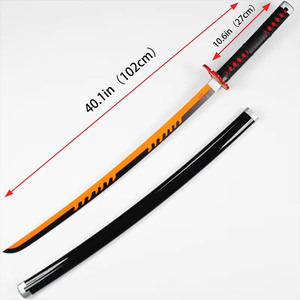 Espada Nichirin de Kyojuro <span class=keywords><strong>Rengoku</strong></span> de 40.1 Pulgadas, Réplica de Cosplay de Flame Hashira con Protector en Forma de Fuego - Product Image 4