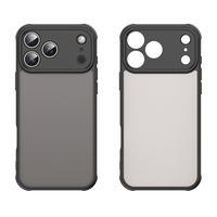 Coque de téléphone antichoc brossée pour iPhone 17 16 15 14 Pro Max PU+PC mat 360 °   Airbag d'angle flexible à bouton intégré pour une protection complète