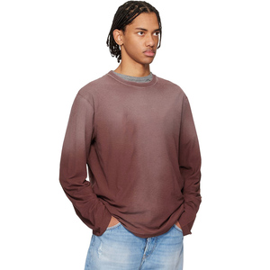 Camiseta básica de manga larga de algodón pesado con efecto descolorido por el sol al por mayor - Product Image 4