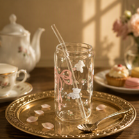 Effacer Givré Sublimation Blancs Verre Mason Jar Bière Peut Tasse En Verre Avec Couvercle En Bambou et Paille