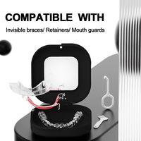Étui de rangement noir magnétique pour aligneurs dentaires, étui pour appareil orthodontique, étui pour prothèse dentaire avec logo