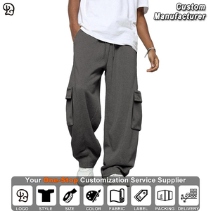 <span class=keywords><strong>Pantaloni</strong></span> Sportivi Larghi da Uomo Grigio Heather, Gamba Larga, Casual, <span class=keywords><strong>con</strong></span> Coulisse, Vestibilità Ampia, Stile Streetwear, Joggers <span class=keywords><strong>con</strong></span> Tasche Laterali - Product Image 2