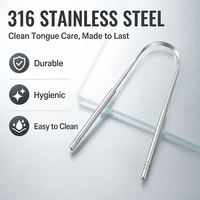 Grattoir à Langue en Acier Inoxydable 316 OEM, Logo Personnalisé, Qualité Alimentaire, Nettoyant Buccal, Vente en Gros pour Marques d'Hygiène Dentaire