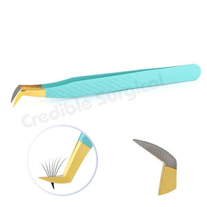 Pinzas de pestañas de acero inoxidable personalizadas de alta calidad con empuñadura de diamante y Punta puntiaguda herramienta de accesorios de logotipo personalizado - Product Image 1