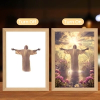 Personnalisé Jésus Marie Chrétien Catholique Religion 4D LED Peinture Cadre Photo Lampe Miracle pour la Prière Meilleurs Cadeaux D'anniversaire