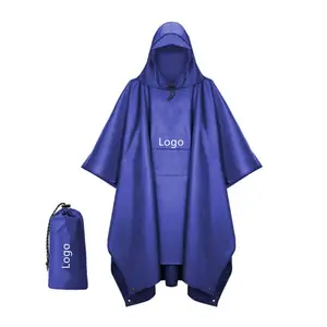 Unisex Hooded Rain Poncho for Adult with Pocket Waterproof Lightweight Raincoat for Hiking Camping Emergency