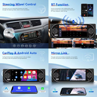 Autoradio Podofo 5,1 pouces, simple DIN, sans fil/filaire, Carplay Android Auto, 1 DIN, lecteur MP5, USB/BT, FM, Aux In + micro